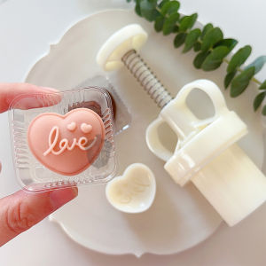 Hand Press Style Baking Tools Valentines Day Love Heart Mooncake Kitchen Cooking Utensils DIY Baking Mold Korean Style ABS Material