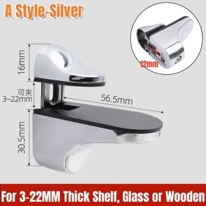 2Pcs Adjustable Wood/Glass Shelf Bracket Wall Mount Zinc Alloy Shelf Holder Support Glass Layer Clamp Anti-Slip Partition Clamps