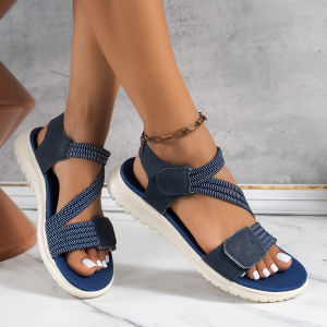 European and American Sandals Womens Cross-border Foreign Trade Plus Size Car Stitched Wedge Heel Casual Velcro Sandals