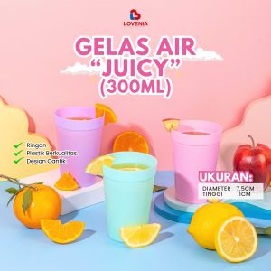 Lovenia Gelas Plastik LUSINAN Warna Pastel Juicy 300mL