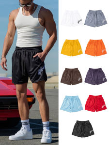 Youngla Summer American Sports Shorts Mens Mesh Breathable and Loose Running Leisure Beach Four-Point Fitness Pants