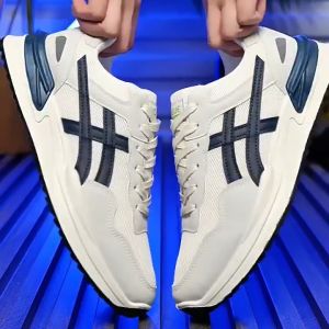 Keeping Sepatu Pria Putih Biru Sepatu Olahraga Shoes Kulit Sneakers Cowok Jogging Sporty Casual KSC707