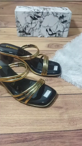 EVENCIO Sepatu Wanita Sandal Wanita Heels 5cm A02 GOLD