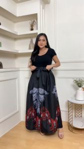 ROK BATIK MAYUNG PANJANG POLYKATUN BAWAHAN WANITA TERBARU MOTIF GENTONG HITAM