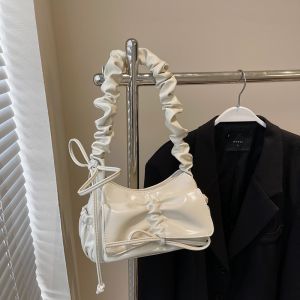 Túi Đeo Vai Nhỏ Màu Trắng Có Nơ Bướm Thời Trang Xuân 2025 Túi Đeo Chéo Mềm Cho Nữ Túi Đeo Chéo Dưới Cánh Tay Phong Cách Hàn Quốc