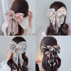 Prea Hairpins Bows Flower Hairgirps Barrette Crystal Pearl Big Bow Hair Clips For Women High-end Flower Hair Accessories