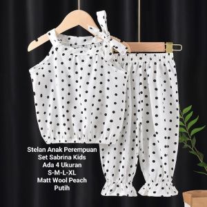 Stelan Baju Anak Perempuan Tali Pundak Terbaru/ Set Sabrina Kids 1-4 Tahun Matt Wool Peach