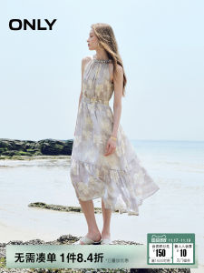 Elegant Summer New Arrival ONLY2025 Womens A-Line Midi Dress Sleeveless Shoulder-Tapered Boho Style Printed High Waist Dress