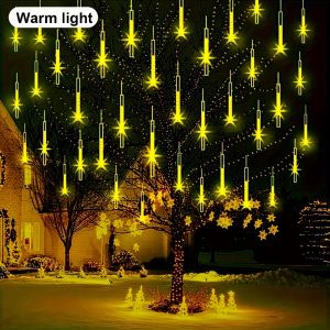 HOOPET | 1pc 30CM Solar Meteor Shower LightsIcicle Lights Outdoor Falling Rain Drop Lights for GardenChristmasTreeBarStore Decorate