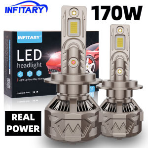 Infitary Real High Power LED Car Headlights H7 H4 CANBUS Bulb H1 H11 HB3 9005 HB4 9006 170W Lamp 2 Copper Tube Lights for Auto