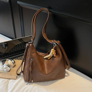 Vintage Tote Bag Womens Single Shoulder Double Shoulder Bag Fashionable Commuter Crossbody Bag Autumn Winter New Style