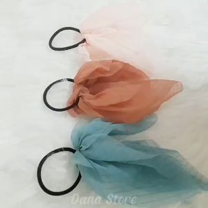 Dây buộc tóc nơ vải kẻ sọc chun cột tóc thời trang phong cách Hàn Quốc