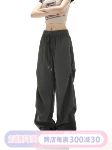 Neresum American Fashion Grey Work Pants for Women Quick Dry Cargo Pants with Pocket Straight Leg Sports Pants for Streetwear