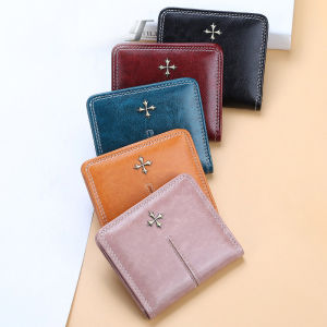 Womens PU Leather Small Compact Bi-fold Wallet Card Case Purse