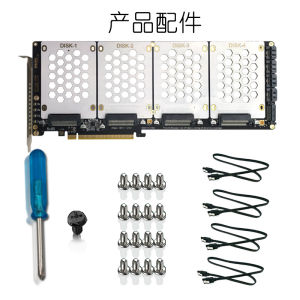 LCCT เดสก์ท็อปฮาร์ดไดรฟ์การ์ดขยาย 4 เบย์ SFF-8639 U2 NVME SATA 25 นิ้วดิสก์ไปยังตัวแยก PCIe 40 สำหรับอุปกรณ์เสริมคอมพิวเตอร์