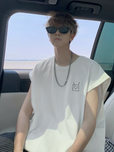 Áo Thun Cotton Nguyên Chất Mùa Hè Cho Nam Áo Chui Đầu Không Tay Dáng Rộng Cổ Tròn Thoáng Khí Thời Trang Thường Ngày