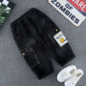Boys Spring New Style Casual Denim Pants Childrens Korean Version Long Trousers Small Kids Workwear Pants Cool And Trendy