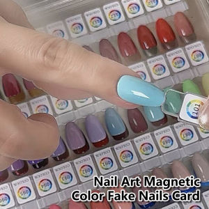 HNKMP | 【24pcs Magnetic False Nail Tip Display Clear Natural Color Card Polish Gel Stand Board Nail Palette Manicure Nail Practice】