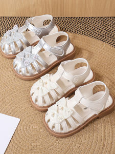 Princess Style Baby Girl Shoes Soft Bottom Sandals with Bow Knot Head Covering Summer New Arrival Childrens Footwear
