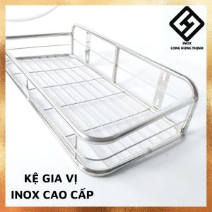 Kệ đựng gia vị nhà bếp INOX không gỉ sét sáng bóng kích thước nhỏ gọn tiện lợi nhiều size (20x40 20x50 20x60 20x70) cm