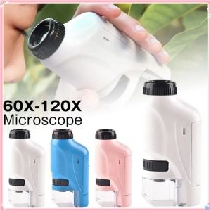 Mini Pocket Microscope Kit 60X-120X Magnification Lab Handheld Microscope Battery Powered Microscope With LED Light Kids Science Microscop