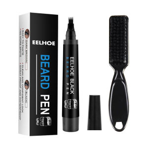 Eelhoe Four-prong Beard Filling Pen Kit Beard Enhancer Brush Beard Coloring Waterproof No Easy Fading Moustache Coloring Shaping Tools