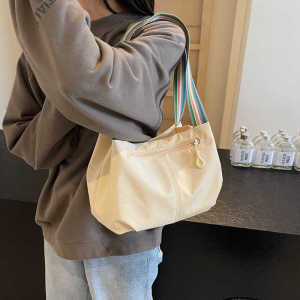 กระเป๋าสะพายไหล่ผ้าไนลอนสไตล์เกาหลีสำหรับผู้หญิง กระเป๋าถือสำหรับเดินทาง กระเป๋าเป้สะพายหลังลายสก็อต กระเป๋าสะพายไหล่แบบลำลอง