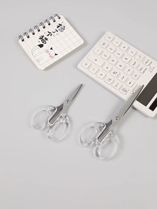 Simplicity Scissors Transparent Handle Stainless Steel Craft Scissors Student Office Stationery Journal Decor Tools