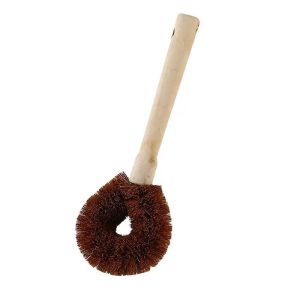Natural Coconut Fiber Pot Brush Long Handle Kitchen Utensil Scouring Brush Dishwashing Tool Wood Handle Brush for Pots And Bowls