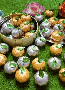 เหรียญโปรยทาน ตัวเปล่า ลูกส้มเงิน ลูกส้มทอง ตกแต่งใบเขียว