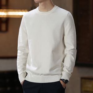 ROMON | Lormen Mens Round Neck Knitwear Thickened Warm Pure Color Inner Wear Base Layer Fashionable City Style Loose Fit Winter Top