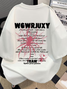 Pure Cotton Short Sleeve T-Shirt Mens Loose Fit Summer Trendy Brand Spider High Street American Style Half Sleeve Top Body Tee