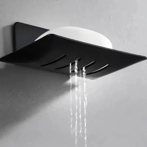 1pc Black Carbon Steel Soap Box Non Perforated Wall Mounted Bathroom Soap Box Bathroom Soap Holder Soap Storage Rack 2025