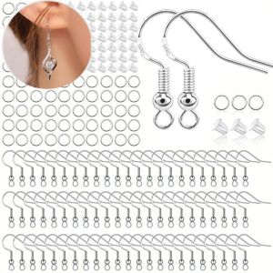925 Silver Earring Hooks for Jewelry Making 300pcs DIY Hypoallergenic Gold Earring Findings with Jump Rings Earring Backs Kit