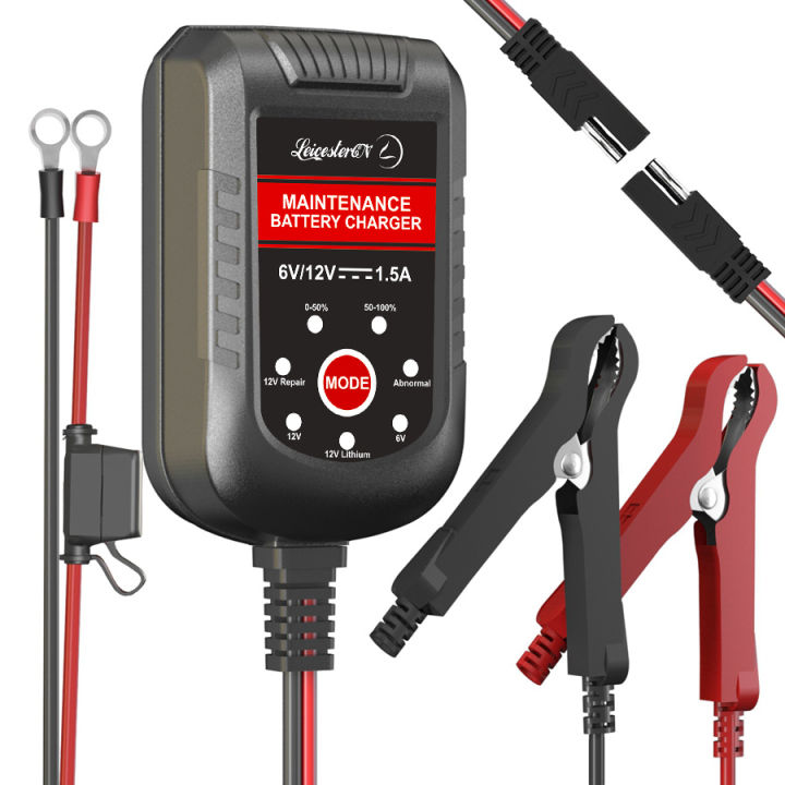 LST 6V/12V 1.5A Battery Trickle Charger Maintainer With Spark Proof Technology Memory Function