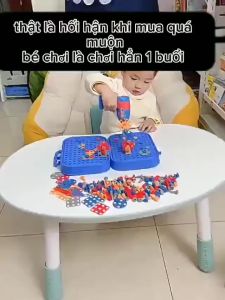 Bộ đồ chơi kỹ sư lắp ráp kèm khoan điện Kenmart đồ chơi vặn ốc vít tặng kèm pin giúp bé thỏa sức sáng tạo