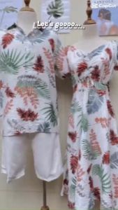 Set Váy - Áo lá cọ trắng Đi Biển Chất Đũi Nhật