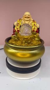 Thác nước phong thủy Phật Di Lạc vàng