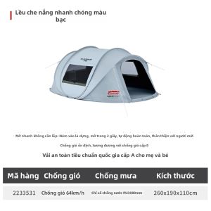 Coleman | Lều Ngoài Trời Chống Nắng Chống Thấm Nước Chống Gió Lắp Ráp Tự Động Cài Đặt Nhanh