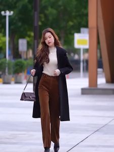 Quần nhung nữ cao cấp ống suông sang trọng đủ 4 màu big size đến 75kg-HLS-mã 89C