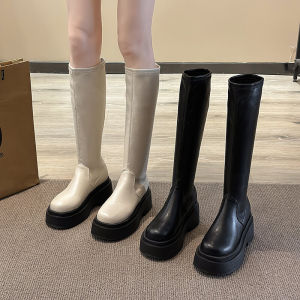 Womens Long Tube Boots Spring Autumn New Style Small Size above Knee Thick Bottom Elastic Slim High Tube Knight Boots