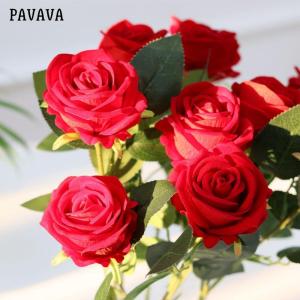 Hoa Hồng Nhung giả PAVAVA 1 bông (65cm) decor trang trí nhà cửa bền đẹp ảnh thật - Bông Hồng nhân tạo loại 1 rất giống thật