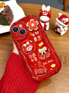 New Year Fortune Tellers Phone Case for  14 Cream Pattern 13Promax 3D Hand Paste 12 Rotating Small Flower 11 with Lanyard XR Anti-Fall