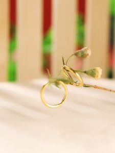 Gold Earrings 999 Solid Gold Glossy Small Circle 5G Hard Gold Plain Ring Jewelry Mothers Day Gift for Mom