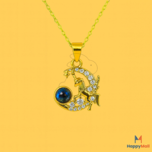 HappyRabbit - Kalung Liontin Unicorn Bulan Permata 5A Zirkon | Titanium Steel 18K Anti Karat HR11028