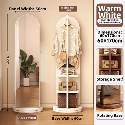 Leyuan | Rotating Full Length Dressing Mirror with Storage and Bookshelf