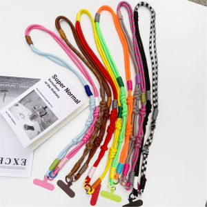 7MM* 2 Creative Phone Lanyard Hanging Rope Splicing Color Mobile Phone Lanyards Woven Bold Sturdy Phone Strap Anti-Loss Chain