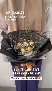 HER.FLORIST 5PCS Ferrero Rocher Buket / Buket Bunga Baby Breath dan Cokelat Ferrero Rocher / Ferero / Chocolate / Coklat / Hadiah