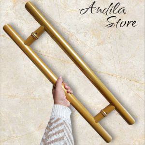 Gagang Handle pintu kaki baut tembus bulat 1¼ full gold finishing powder coating