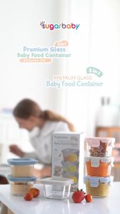 Sugar Baby Premium Glass Baby Food Container 160ml 3pcs Wadah Penyimpanan Makanan Bayi MPASI Kaca